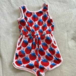Hanna Andersson Red and Blue Strawberry Kids Romper